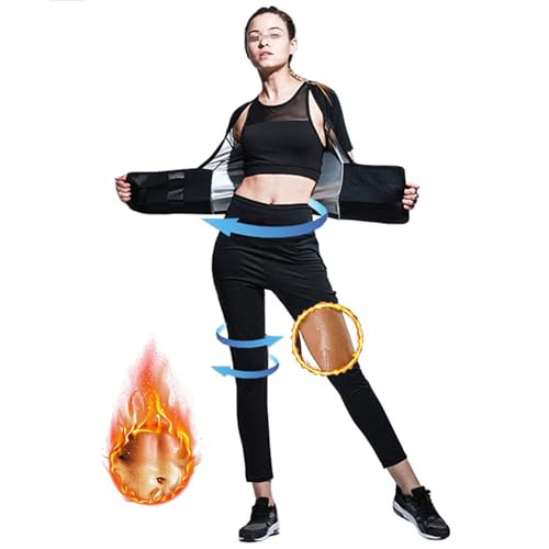 Sauna Suit for Women Weight Loss, Women's Sweatsuits, Sauna Sweat Suit - Sauna Vest ＆ Pants Slimming Workout Body Shaper,M,Black