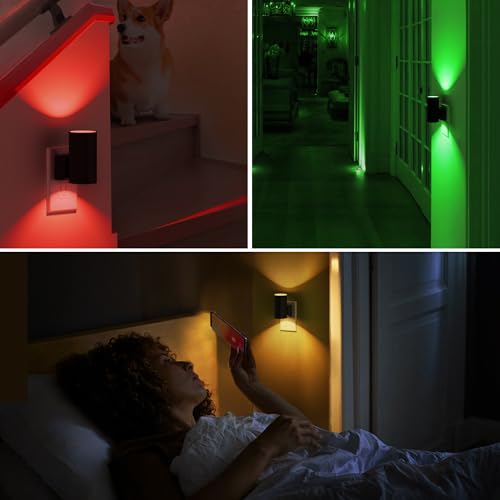 Image of L LOHAS LED Night Light with Remote, Night Lights Plug into Wall, RGB Color Changing Nightlight with Light Sensor, Nightlights for Kids Gifts Halloween Christmas Party Hallway Bedroom Kids Room,1 Pack