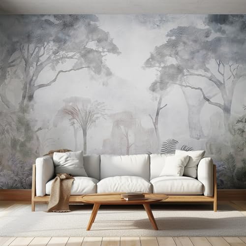 NOGAWA Papier Peint Motif Forêt, 3D Panoramique Papier Peint Arbre Nature, Papier Mural Decoratif Pour Salon, Chambre, Tapisserie Murales, Décoration Murale...