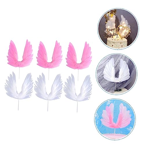 Cabilock 24 Peças topo de bolo Enfeites de bolo de asas Decorações de bolo para festa topo de bolo f
