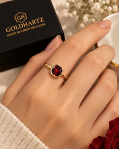 Image of 925 Sterling Silver 18K Gold Plated Birthstone 2 Ct Solitaire Natural Gemstone Ring for Women | Fine Jewelry Gift for Wife, Girlfriend, Sister, Birthday, Anniversary, Rakhi, Rakshabandhan, Valentine's