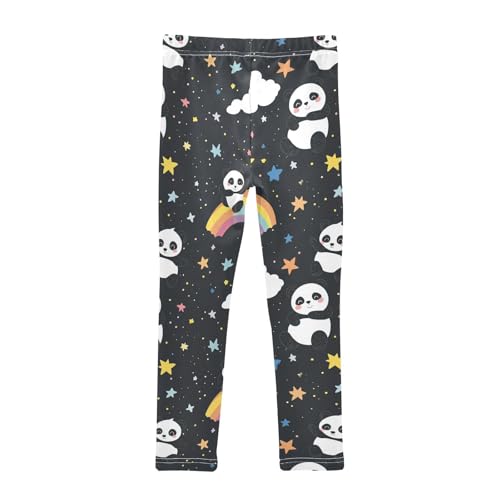 Cute Pandas Rainbow Girls' Leggings Toddler Doodles Starry Night Sky Kids Yoga Pants Dance Active Tights 4T2