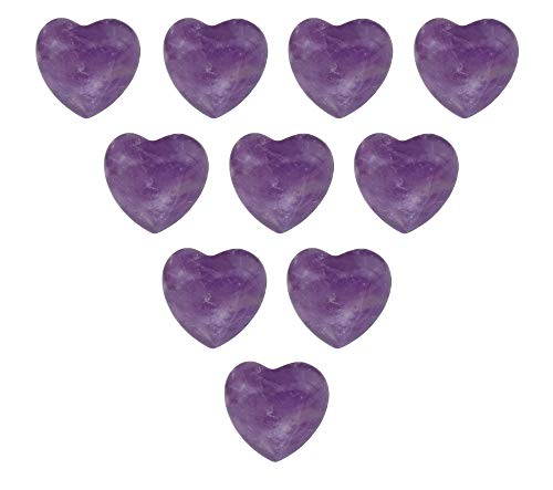 Wonder Care Corazón de cristal curativo con bolsillo de amatista natural forma tallada en forma de palma piedra de reiki chakras regalo para Navidad Año Nuevo San Valentín (1517 mm) paquete de 10