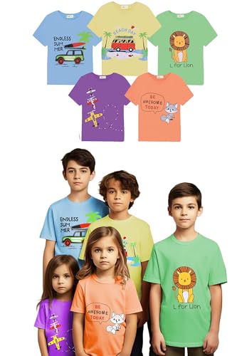 Image of Toddylon Kids T-Shirt Combo Half Sleeve Tshirt Summer Tops Tshirts Boys & Girls Regular Fit T-Shirts Boys Half Sleeves Cotton T-Shirt Summer T Shirt for Boys & Girls Pack
