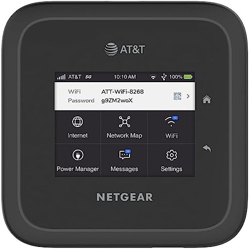 NETGEAR Nighthawk M6 Pro, 5G and 4G LTE Mobile Hotspot Router with 2.8 inch Touchscreen, Ethernet, Wi-Fi 6E, up to 32-Devices (AT&T Unlocked For Global, Verizon, T-Mobile) MR6500 (Black) (Renewed)