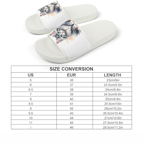Watercolor Gray Blue And White Cat Funny House Sandals Non Slip Shower Slippers Quick Drying Bathroom Shoes for Women Men2