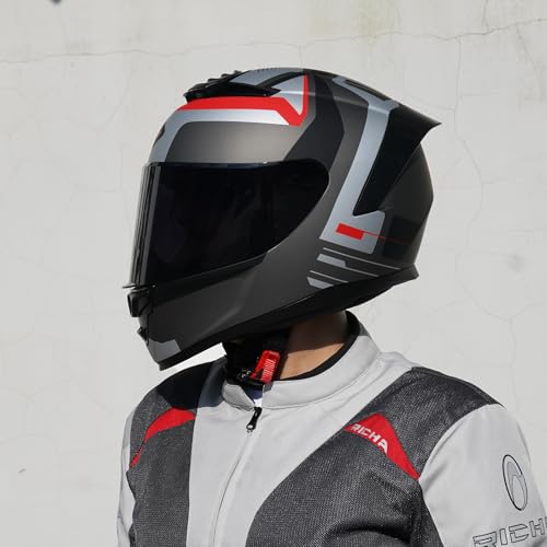 Image of Full Face Motorcycle Helmet,Helmets for Adults Motorcycle, MG611 Motorbike Racing Street Bike Helmets with Black Visor for Men Women,DOT Approved (Matte Gray Cloud, XXL)