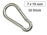 Gesamtlänge ca. 70 mm 10 Stück Karabiner Haken 7 x 70 mm Stahl verzinkt