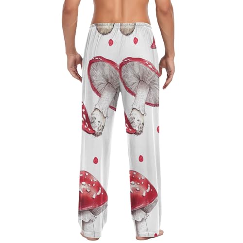 Men's Pajama Pants Vivid Mushrooms Red Sleep Pajama Lounge Pant with Pockets, Elastic Waistband2