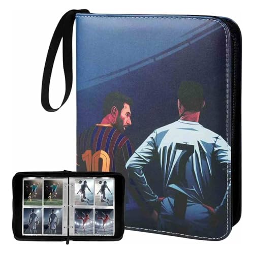 Trading Card Album for Football, Binder Card Holder, Blind Box for Football Cards fits 400 Cards with 50 Removable Sleeves, Durable & Waterproof Carrying Case Binder Album, Book Folder Storage