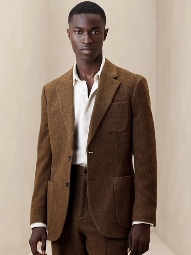 Tweed Mens Suit 2 Piece Herringbone Tweed Suits Regular Fit Wedding Groom Notch Lapel Prom Party Jacket Pants Set2