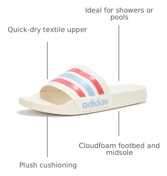 Image of adidas Mens Adilette Shower Arsenal Slides Casual Sandals Casual - Red
