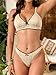 seamoly Womens 2025 New Bikini Set Ribbed Texture Lace Trim Thong Bottom Adjustable Straps Cute Fashion Swimwear Apricot XS