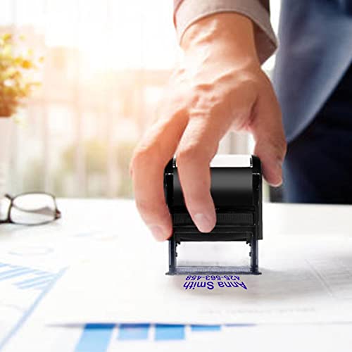 Bertiveny Business Custom-Stamps Self-Inking Office Stamp Personalized Name Stamp Self Inking Customized Signature Stamps For Signing Name -Up To 2 Lines,5 Colors,20 Cursive Fonts (Large) #TOP7