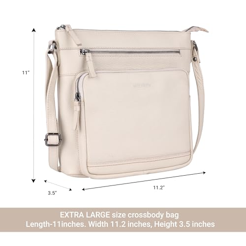 Image of LEDERBUCK Olga Women's Extra-Large Genuine Leather Crossbody Purse - Soft Triple-Zip Shoulder Bag