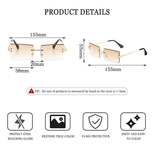 Image of Stylish Small Rectangle Sunglasses Women Men Tinted Frameless Eyewear Ultralight Candy Color Ocean Sun Glasses Shades NP1034