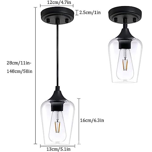 Luz colgante de vidrio vintage ajustable que soluciona techos bajos en pasillo 6