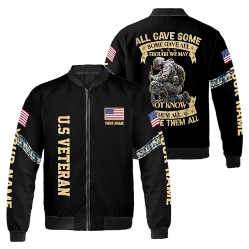 ThuhaTree Store Personalized AOP Casual Bomber Jacket S-5XL, Veteran Bomber Jacket Men