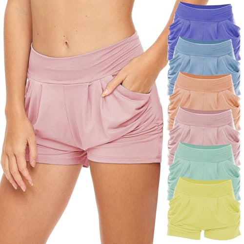 Sexy Basics Women's High Waisted Shorts | Ultra Soft | Harem Style | Pockets | Multi-Packs & Colors