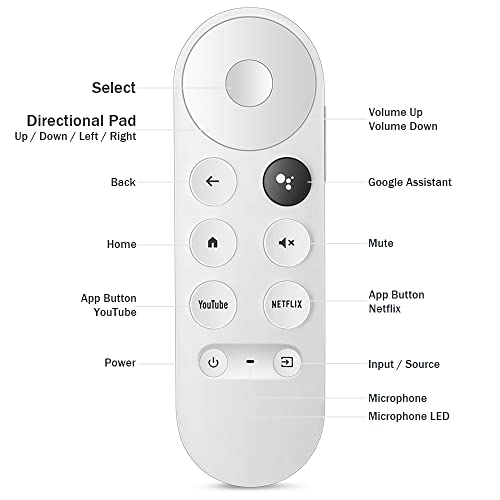 Replacement Remote For Google Chromecast 4K Snow Streaming Media Player G9N9N Voice Remote Control Replacement For Google Tv Ga01920-Us Ga01919-Us (White) #TOP4