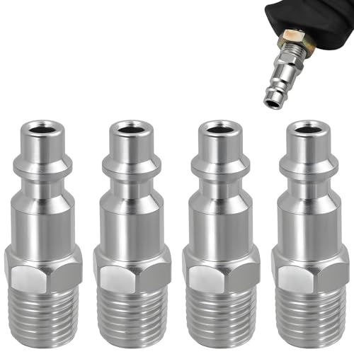 4 PCS Raccord Rapide Air Comprimé 1/4 NPT Mâle, Raccord Américain Fileté pour Compresseur, Embout de Tuyau Pneumatique, Connecteur Rapide pour Système...