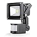 Produktbild Greenmigo 10W Fluter + Bewegungsmelder Strahler Warmweiß Schwarz Aluminium Gehäuse IP65 Wasserdicht LED Lampe Wandleuchter Flulicht Flutbeleuchtung LED Gartenlampe Außenstahler