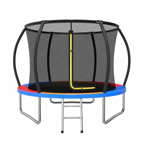 Mersco Trampoline Outdoor 8 FT ecreational Trampoline for Kids and Adults, Basketball Hoop Recreational Trampolines Enclosure Net and AntiRust Coating, ASTM Approval Safety Suitable for Ages 6 and up