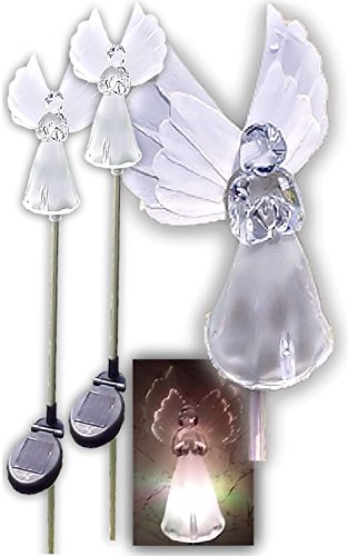 Solar Frosty Angel Lights with Fiber Wings (Set of 2)