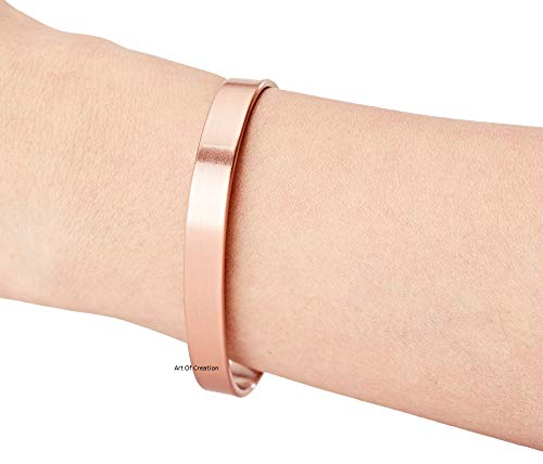 Art Of Creation Handmade Tibetan Pure Copper Bracelets For Men And Women Plain Cuff Solid Bangle | Adjustable Spiritual Carpal Tunnel Yoga Jewelry | For Unisex India Pattern #TOP2