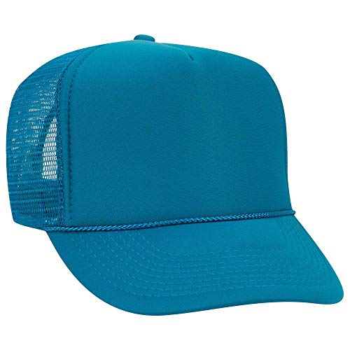 OTTO Polyester Foam Front 5 Panel High Crown Mesh Back Trucker Hat - Turquoise
