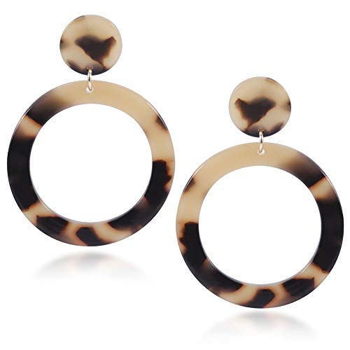Preisvergleich Produktbild Damen Ohrringe Acryl Ohrringe böhmischen Stil Ohrstecker Doppelscheibe Anhänger Ohrringe Damenmode Schmuck Ohrringe (Leopard print)