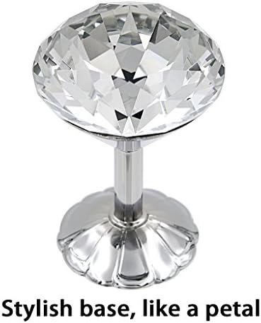 BTSKY A Pair Extra Large 60mm Glass Crystal Curtain Hold Backs Tie Back Wall Hook Tassel Holder with Chrome Base (Silver)