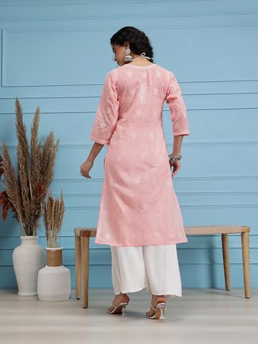 Image of Ada Hand Embroidered Lucknowi Chikankari Cotton Kurta for Women A133488