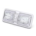 Leisure LED RV LED Ceiling Double Dome Light Fixture with ON/OFF Switch Interior Lighting for Car/RV/Trailer/Camper/Boat DC 12V Natural White 4000-4500K 48X2835SMD Natural White 4000-4500K, (1 Pack)