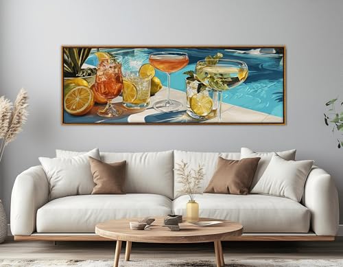 Affiche imprimée Scène de cocktails d'été pour illuminer un mur de salon sombre
