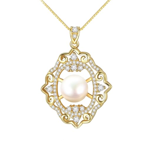 Collier en argent 925 avec pendentif perle ciselé or pour femme