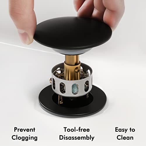 KES Tappo Lavandino Bagno senza Troppopieno Nero