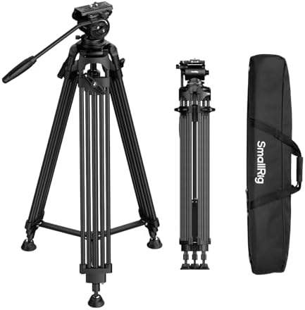 SMALLRIG FreeSpeed Heavy Duty Carbon Fiber Video Tripod, 75" Came...