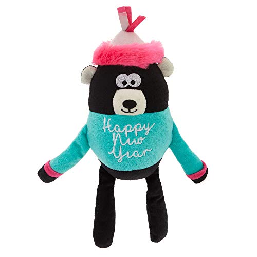 TOP PAW ' Happy New Year Party Bear Plush Squeaker Dog Toy~Small~