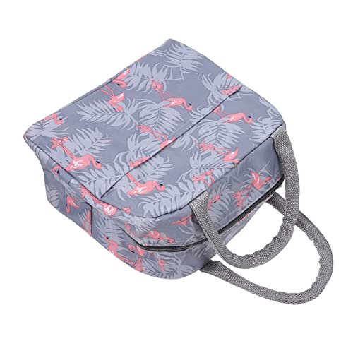 UTHCLO Bolsa Térmica de Lona para Almuerzo Aislada y Resistente con Gran Capacidad y Diseño para Oficina Escuela y Picnic Ligera y Portátil Color Gris con Estampado de Flamencos