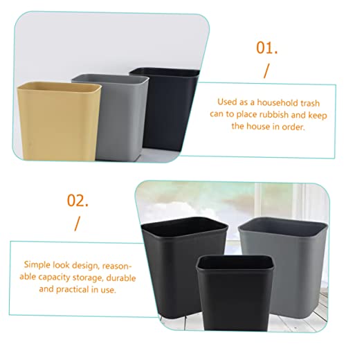 Caneca rectangular de plástico negra 2 piezas para basura doméstica miniatura 7