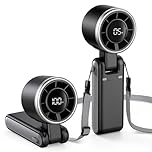 EasyAcc Portable Handheld Turbo Fan, Powerful High Speed Cooling Fan, 5 Speeds 4000mAh USB-C Rechargeable Mini Fan for Travel, Outdoor, Summer & Hot Flashes Black