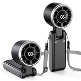 EasyAcc Portable Handheld Turbo Fan, Powerful High Speed Cooling Fan, 5 Speeds 4000mAh USB-C Rechargeable Mini Fan for Travel, Outdoor, Summer & Hot Flashes Black