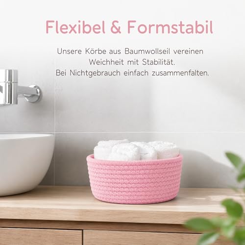 3 Stück Aufbewahrungskorb Geflochten, Baumwollseil Körbe Aufbewahrung – Bild 4