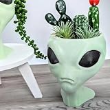 MOUMOUTEN Alien Flower Pot Head Planter - Face Planter Pots Alien Head Planter Succulent Planter Ornament Fun Alien Planter for Succulents Cacti Home Decor(Green)