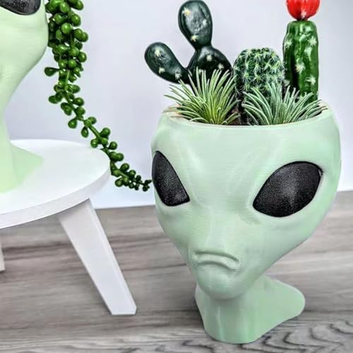 MOUMOUTEN Alien Flower Pot Head Planter - Face Planter Pots Alien Head Planter Succulent Planter Ornament Fun Alien Planter for Succulents Cacti Home Decor(Green)