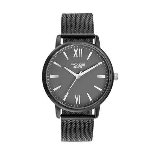 Sonata Poze Quartz Analog Grey Dial Mesh Strap Watch for Men-SP70039KM01W (B0CXDGZQR4) Amazon Price History, Amazon Price Tracker