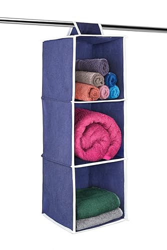 ANYTIME Pack of 1 Clothes Hanging 3 Shelf Organizer | Non Woven Fabric | Easy to Foldable Closet Organizer Home Wardrobe for Garments, Shoes, Toys, Books & Accessories | SpaceSaving Solution (Blue) ANYTIME Pack of 1 Clothes Hanging 3 Shelf Organizer | Non Woven Fabric | Easy to Foldable Closet Organizer Home Wardrobe for Garments, Shoes, Toys, Books & Accessories | SpaceSaving Solution (Blue)