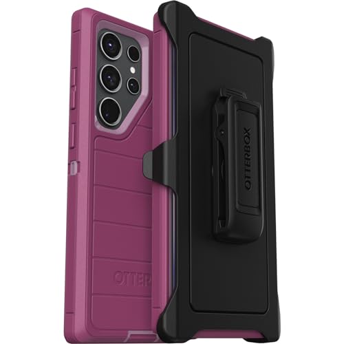 Coque Galaxy S23 Ultra OtterBox Defender rose antichoc avec clip ceinture