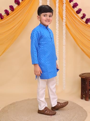 Image of AJ DEZINES Boys Cotton Full Sleeve Printed Kurta Pajama Set for Kids - Ethnic wear | Special Occasion & Traditional Outfit |Boys Kurta Pyjama Set - Regular Fit